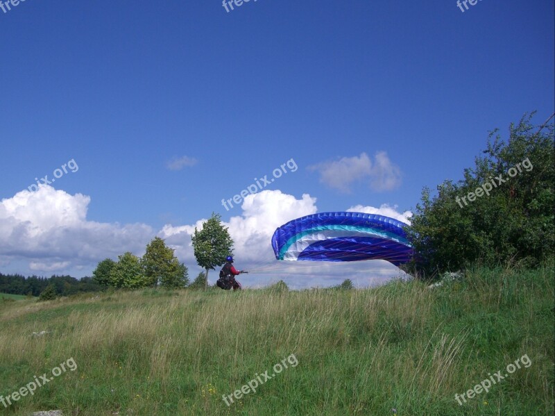 Paragliding Start Trial Pilot Paraglider Floating Sailing