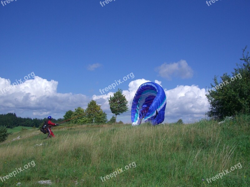 Paragliding Start Trial Pilot Paraglider Floating Sailing