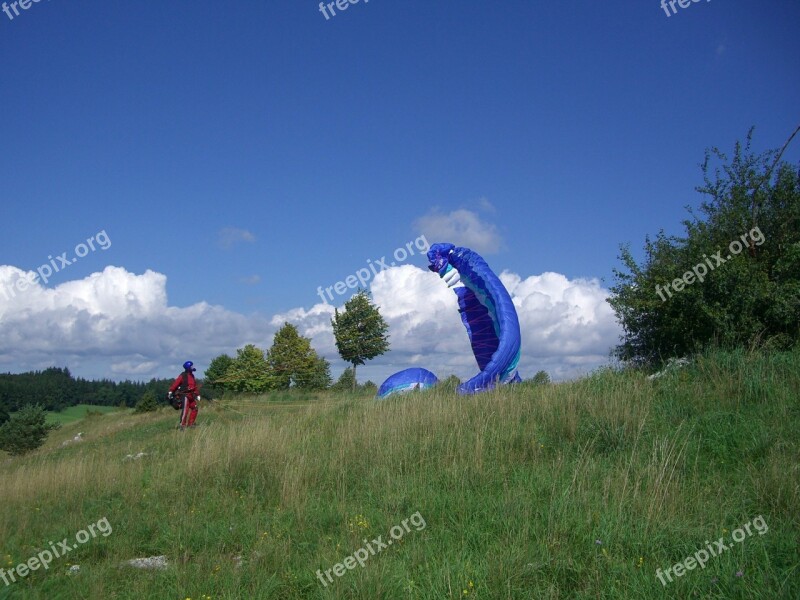 Paragliding Start Trial Pilot Paraglider Floating Sailing