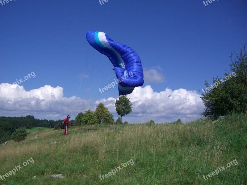 Paragliding Start Trial Pilot Paraglider Floating Sailing