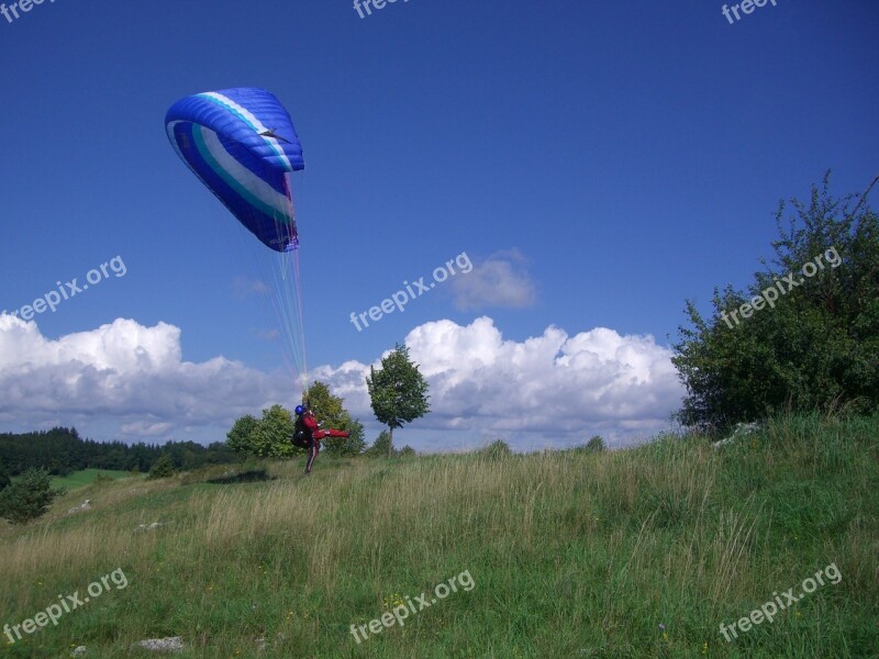 Paragliding Start Trial Pilot Paraglider Floating Sailing