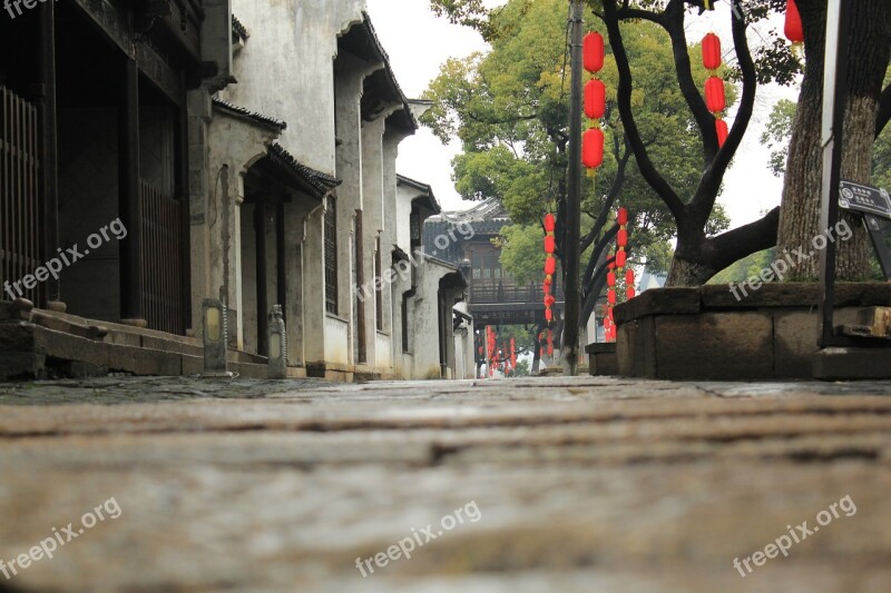 Wuxi Rain Huishan Ancient Town The Ancient Town Stones Road