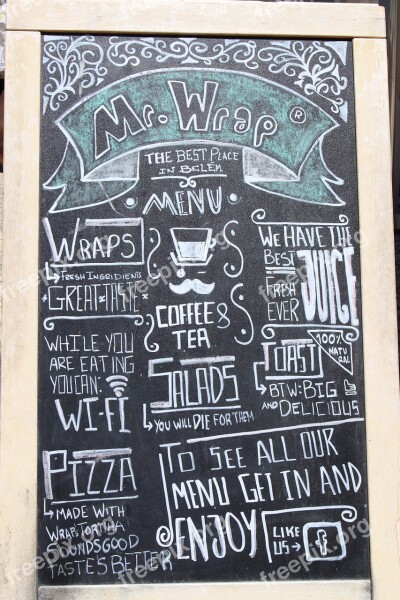 Menu Chalkboard Restaurant Cafe Wrap