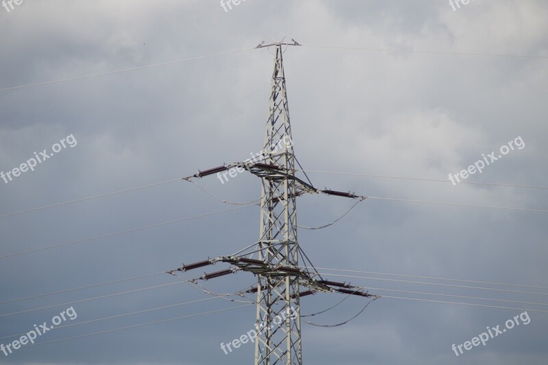 Current Strommast Power Line Power Poles Sky