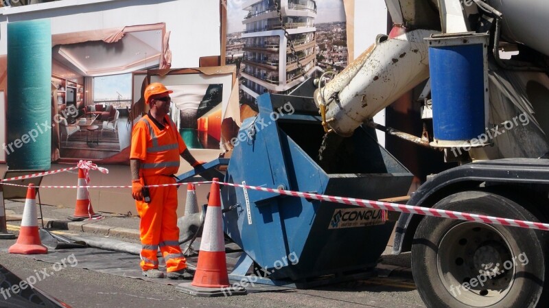 Concrete Cement Mixer Man Worker