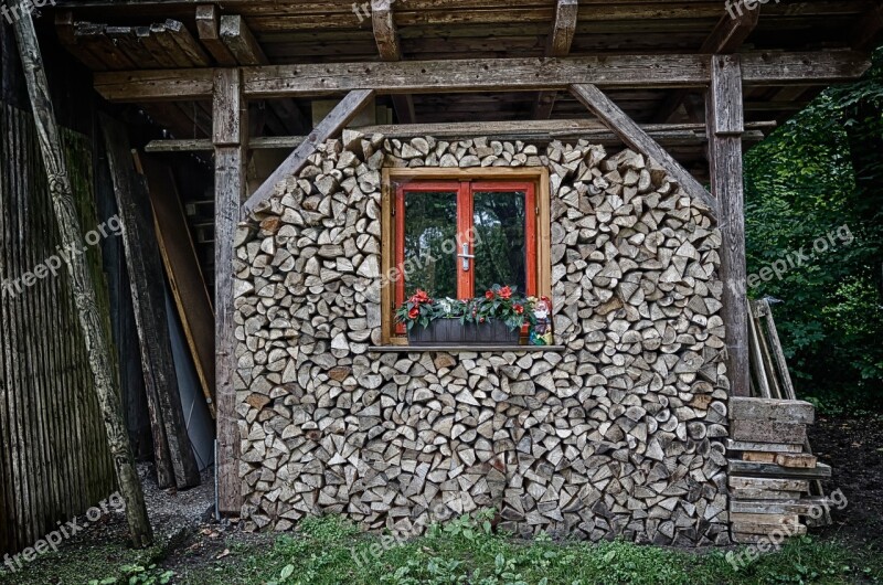 Hut Wood Stacking Window Old