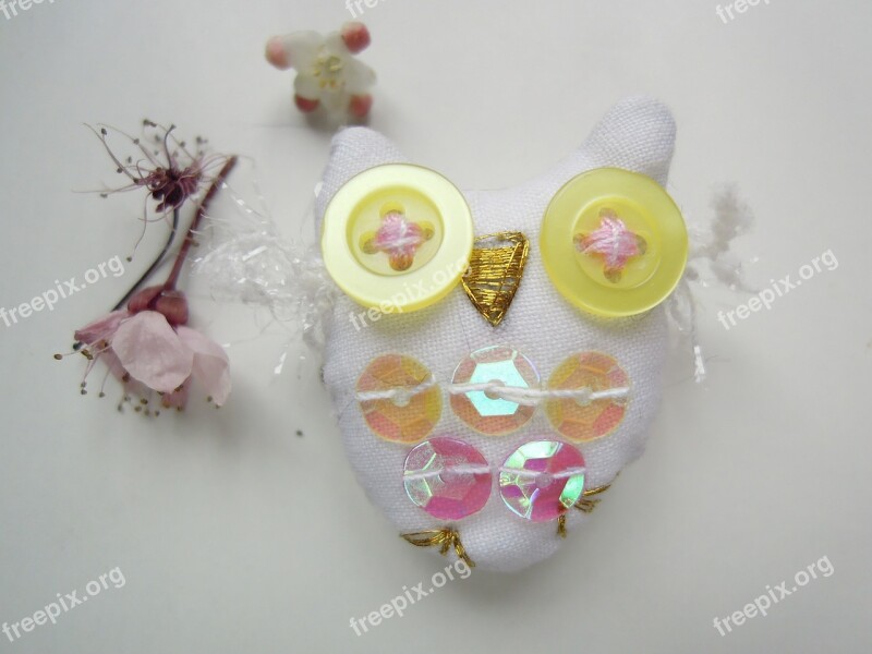 Brooch Owl Fabric Crafts Sequin