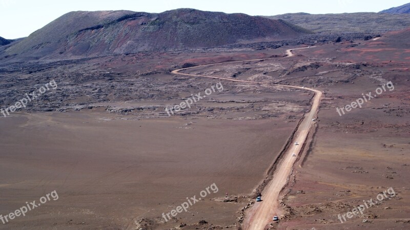 Reunion Island Road Volcano Piton Of The Furnace Desert