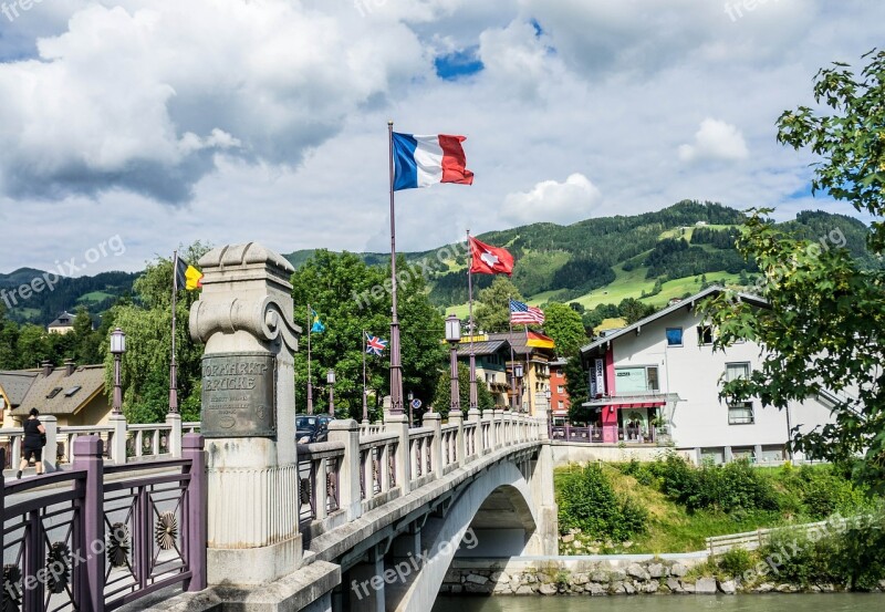 Austria St Johann Bridge Flags Europe