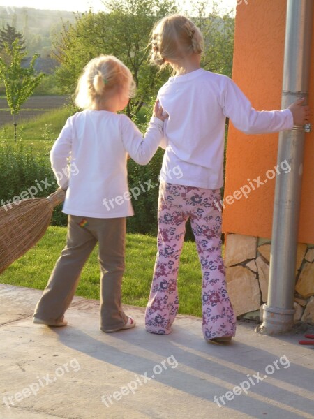 Children Girl Clean Broom The Witch