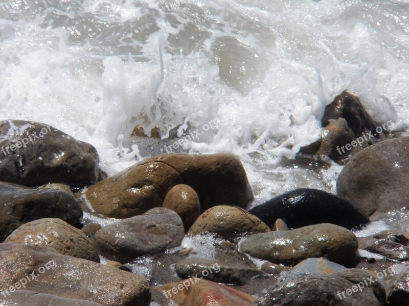 Beach Rocks Wave Ocean Water