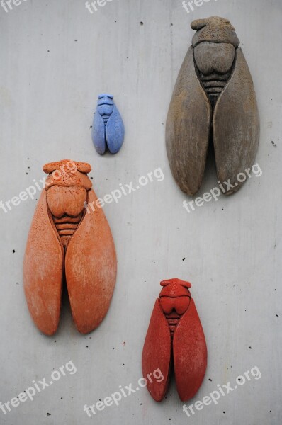 Barbecue Cigales Insect Clay Figures Painted