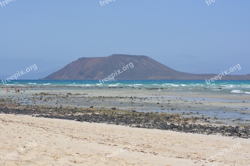 Isla De Lobos Island Fuerteventura Sea Beach