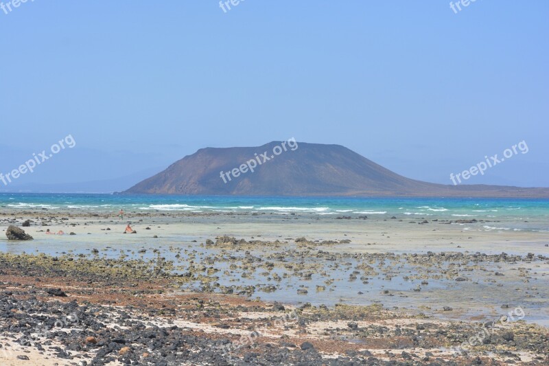 Isle De Lobos Island Fuerteventura Sea Beach