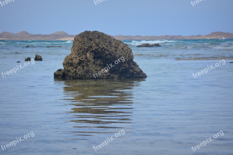 Rock Nature Sea Reflection Azure Blue