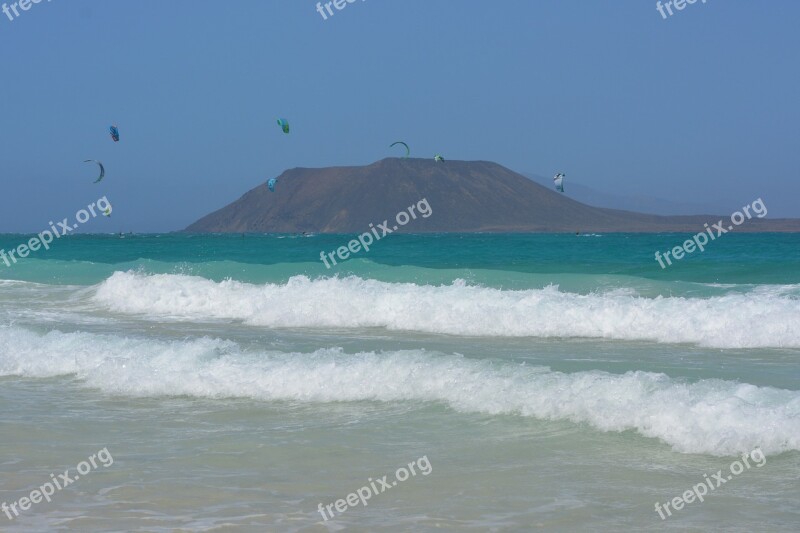 Fuerteventura Isla De Lobos Nature Waves Sea