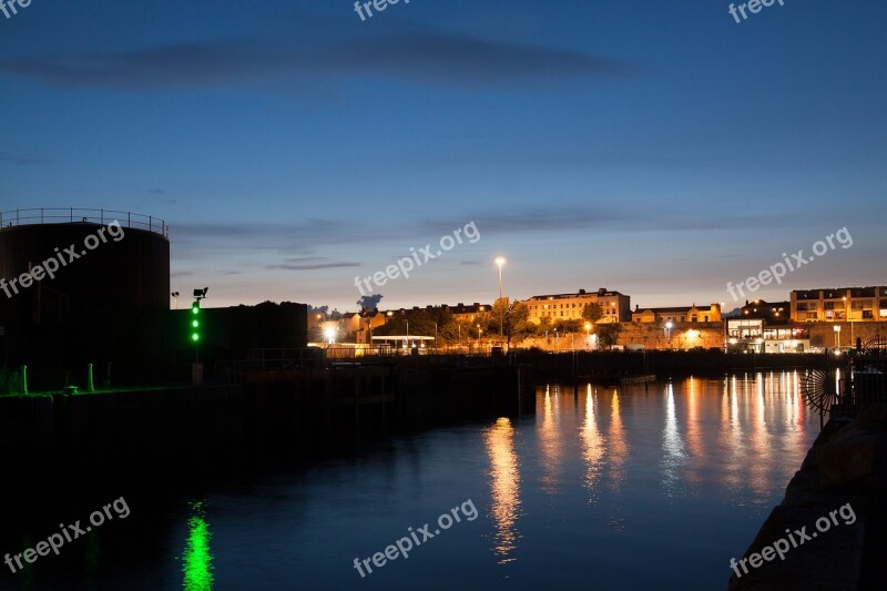 Port Transport Shipping Night Lights