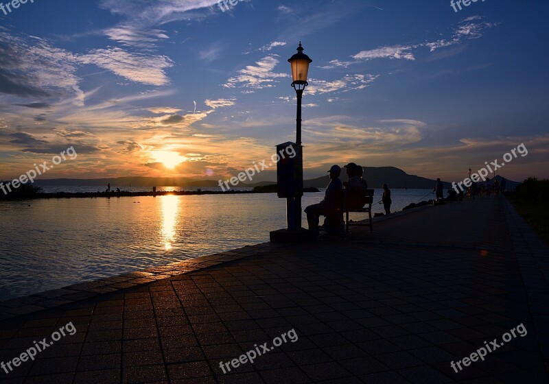 Lake Balaton Sunset Landscape Free Photos