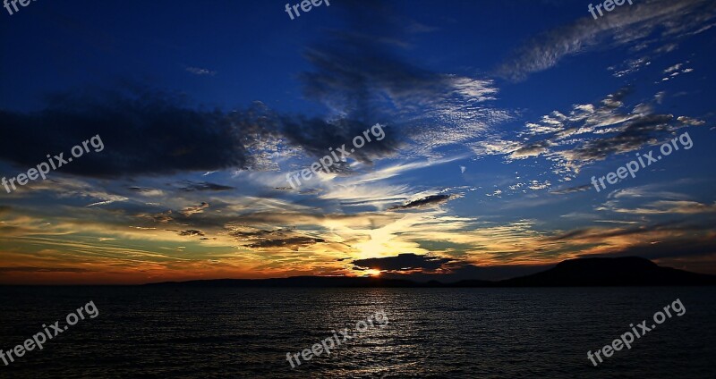 Lake Balaton Sunset Nature Free Photos