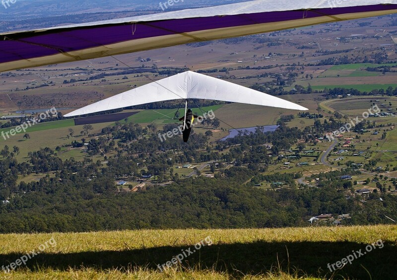 Hang-gliders Gliders Flying Mountain Top High