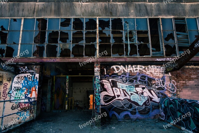 Graffiti Windows Building Wall Urban