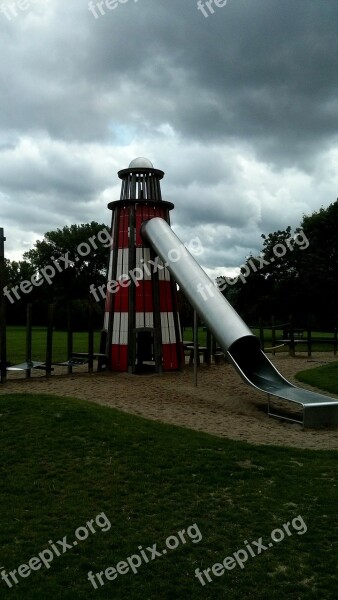 Playground Lighthouse Slide Children Fun