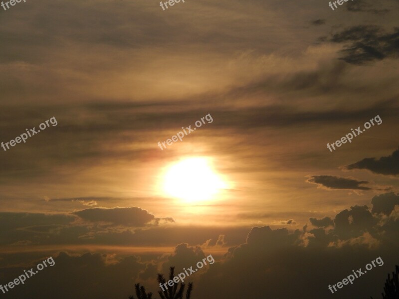 Sunset The Sun Sky Light Clouds