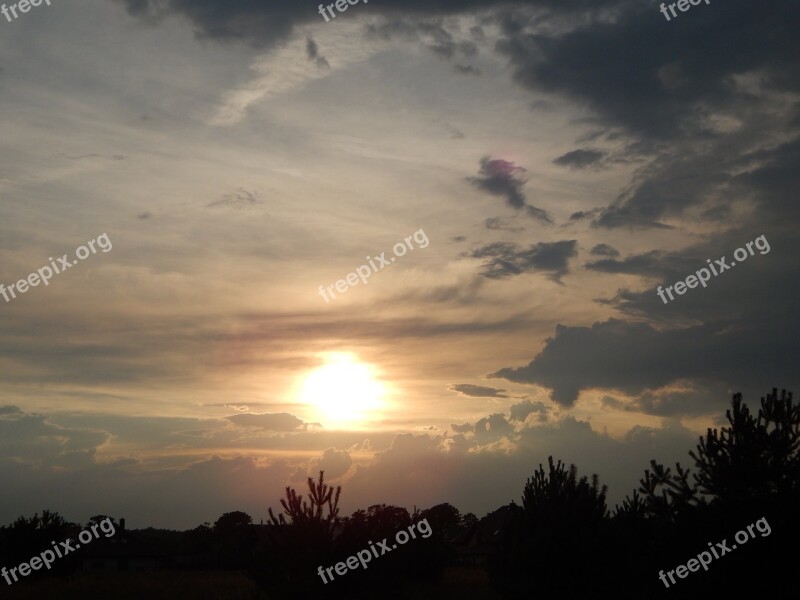 Sunset The Sun Sky Light Clouds