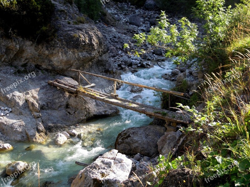 Wooden Bridge Web White Water River Bach