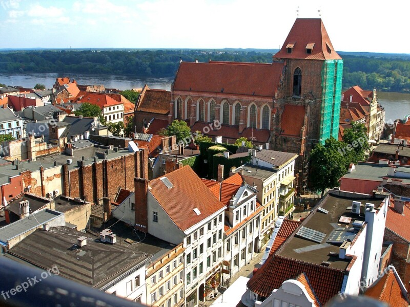 Toruń Wisla Panorama Houses Old Buildings