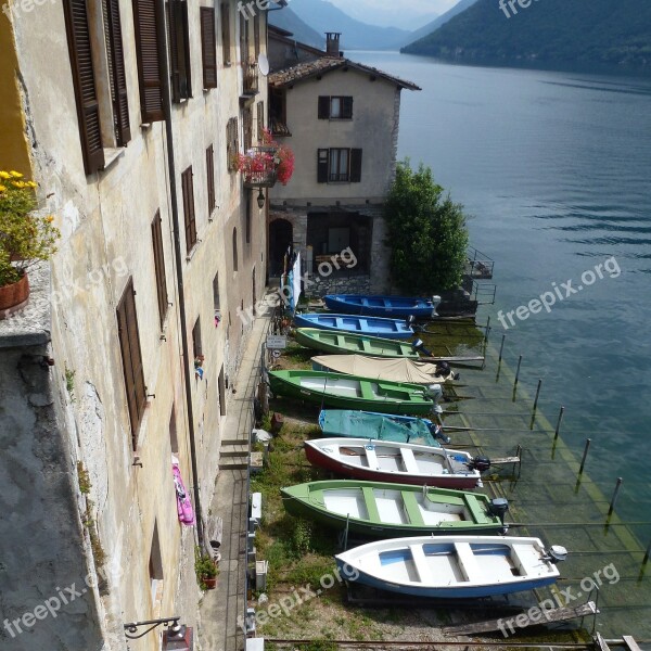 Fishing Boats Gandria Ticino Switzerland Fishing Village