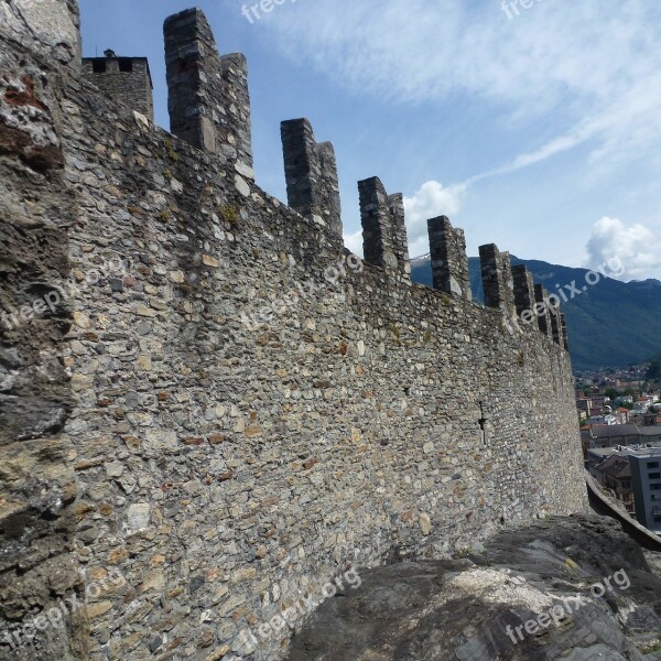 Battlements Wall Stone Wall Castelgrande Bellinzona