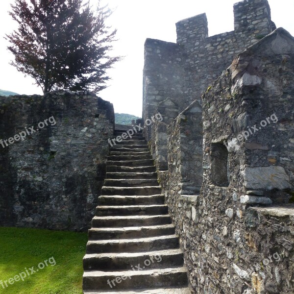 Stairs Gradually Castle Ticino Switzerland