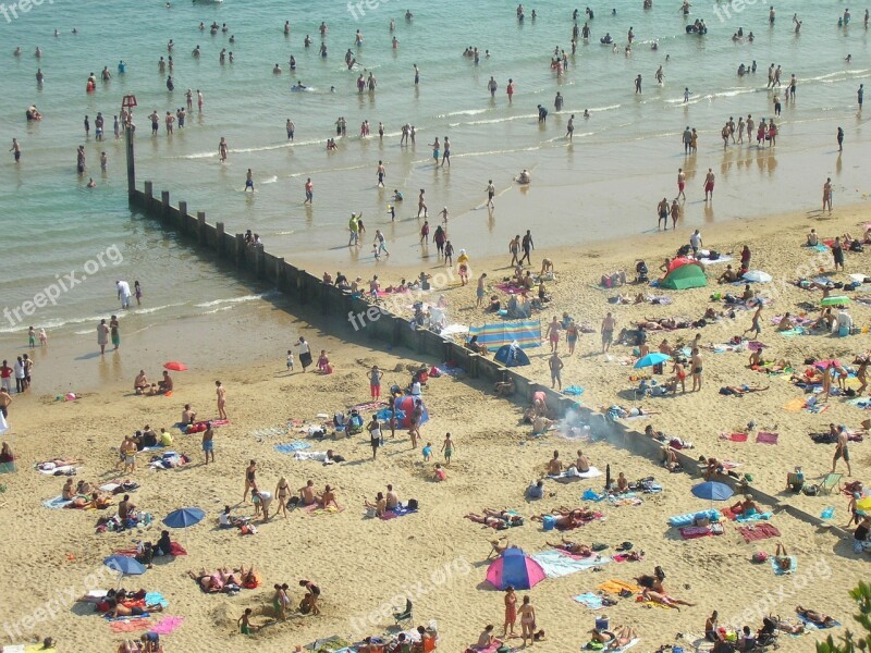 Bournemouth Beach Tourists Summer Dorset