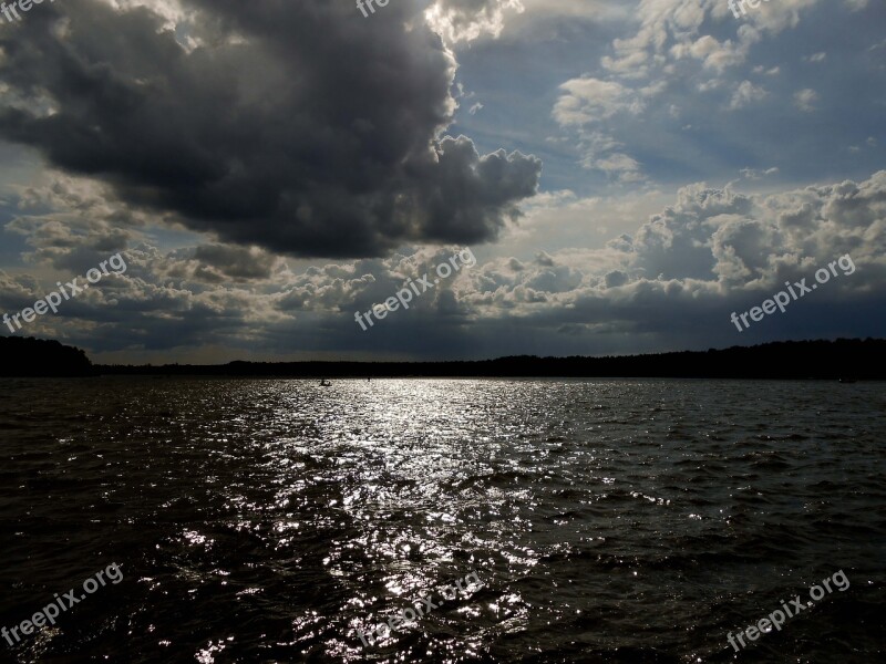 Lake Water Dark Clouds Heaven Mood Dark Sky