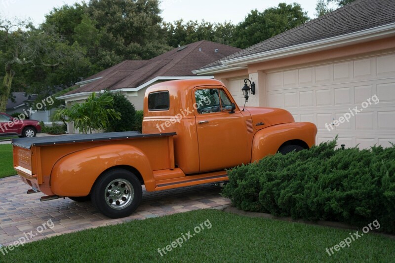 Chevrolet Orange Truck Old Antique