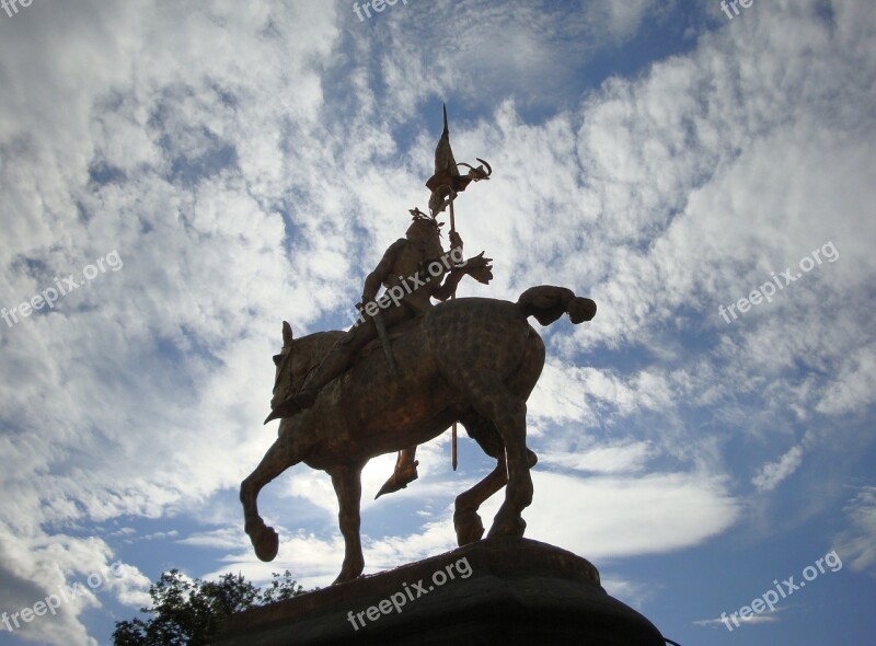 Joan Arc Saint Statue Silhouette Clouds