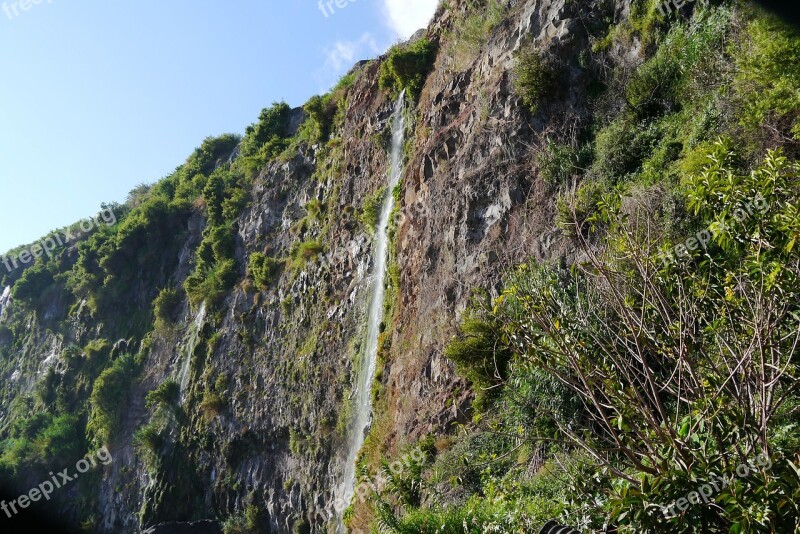 Madeira Rock Water Waterfall Cliffs