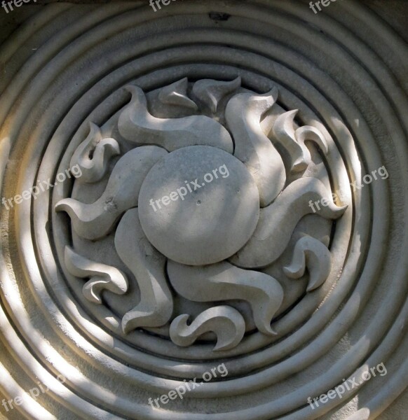 Sun Ornament Stone Design Artistic