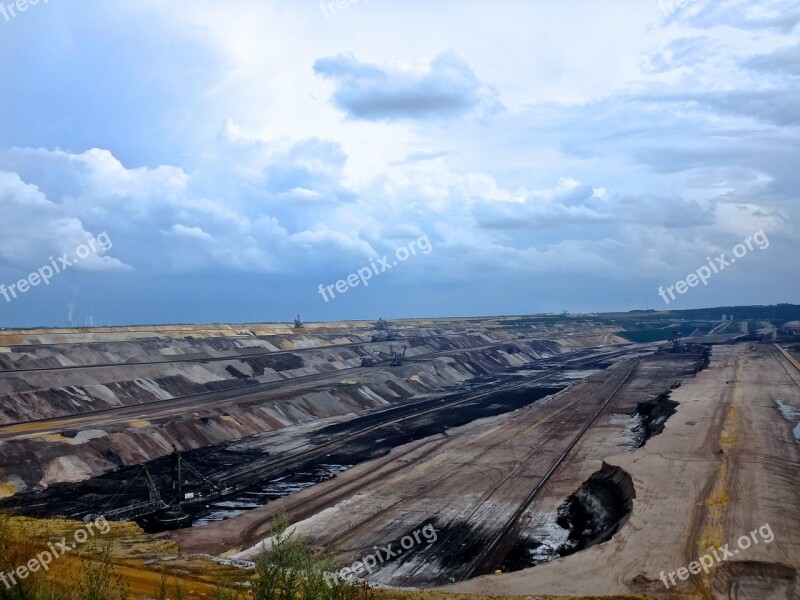 Open Pit Mining Garzweiler Brown Coal Rain Clouds Sky