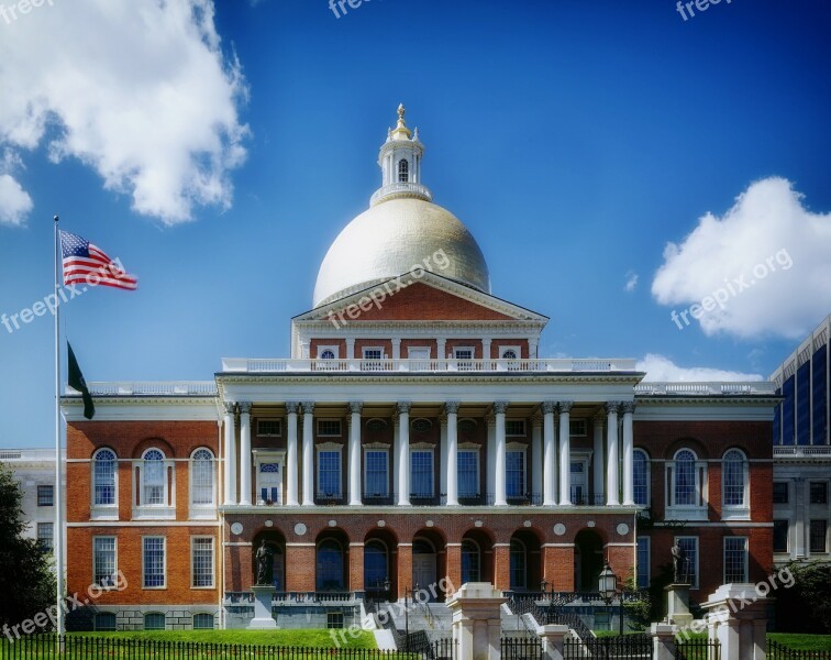 Capitol Building Dome Columns Statehouse Boston