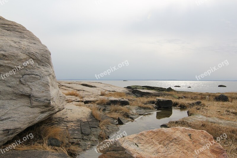 Nature Winter Cove Island Connecticut Long Island Sound