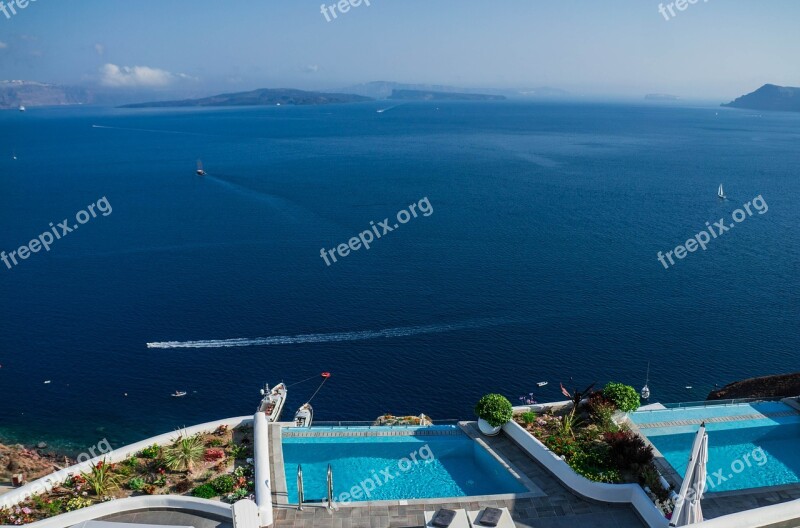 Oia Santorini Greece View Pool