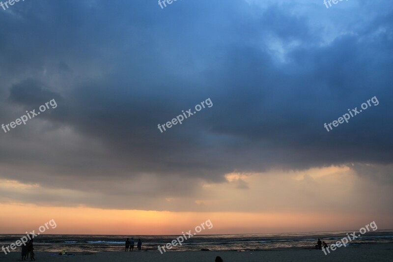 Clouds North Sea Sunset Surf Sky