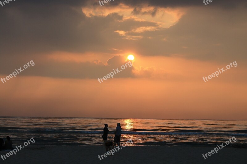 Beach Sea North Sea Sunset Sky