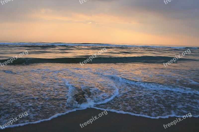 Wave Water North Sea Sunset Sky