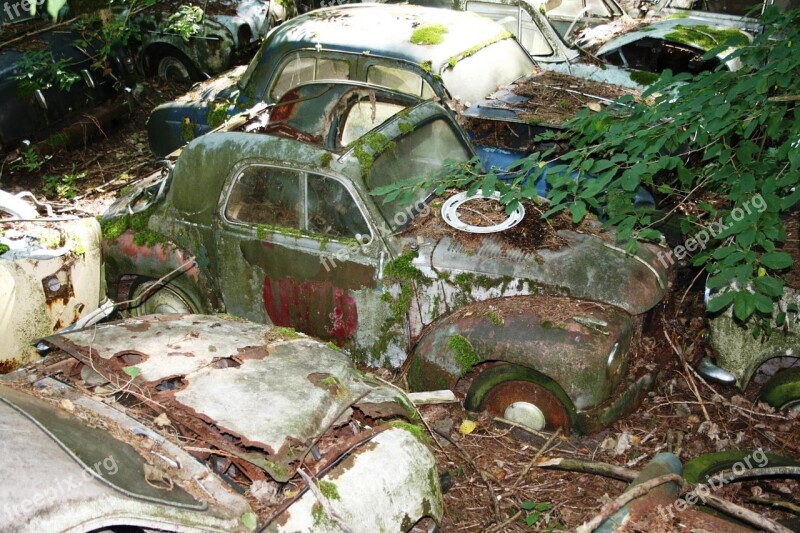 Autos Old Car Cemetery Oldtimer Rust