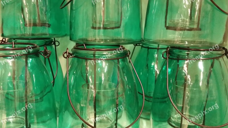 Glass Green Pots Free Photos