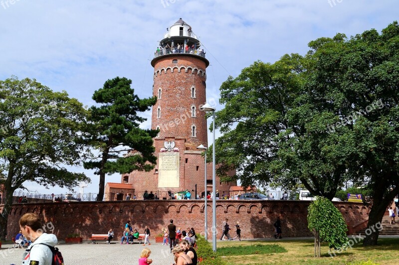 Kolobrzeg Poland Lighthouse Brick Construction Baltic Sea