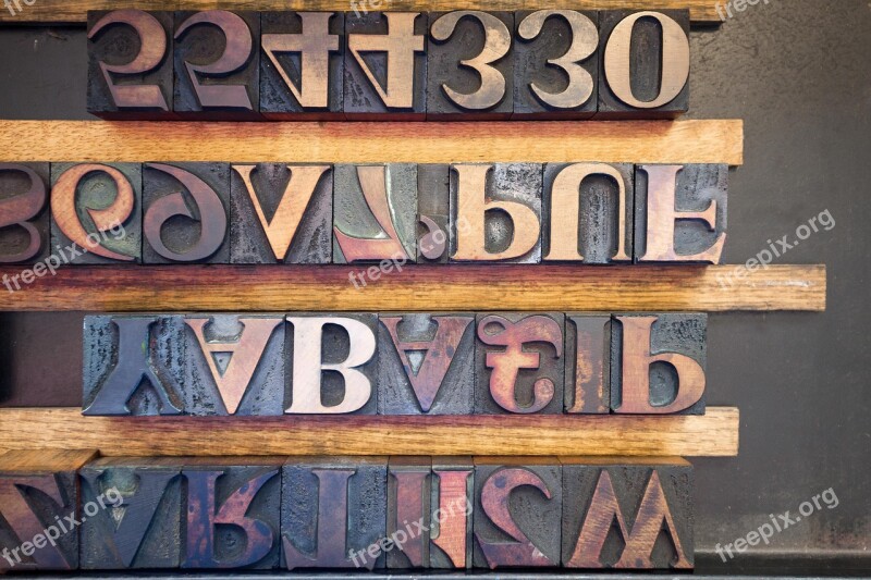 Letters Wooden Alphabet Letters Serifs Book Printing Font